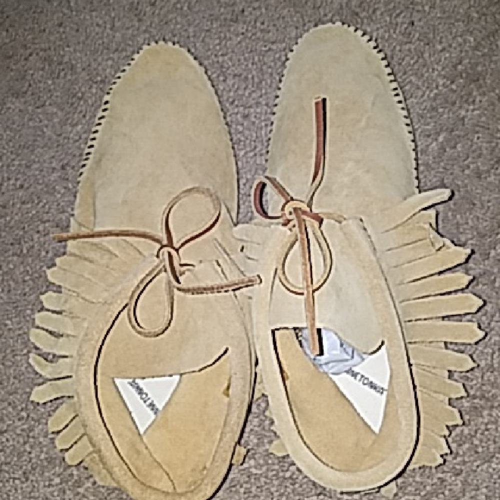 Minnetonka Tan Suede Moccasins with Fringe